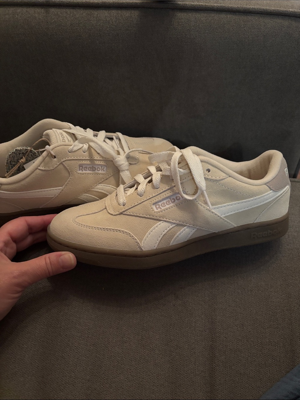 Reebok Women's Cream Suede Low-Top Sneakers with White Accents